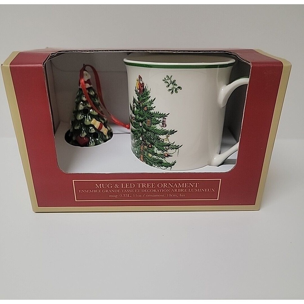 NEW SPODE Mug and LED Tree Christmas Ornament